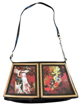 Icon Los Angeles Japanese Geisha Black Patent Purse Shoulder Bag Unique Y2K 2000